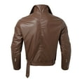 thumbnail image 3 of Jackets Tops For Men Fashion Motorcycle Riding Zipper Drawstring Belt Solid Color Straight Jacket,Brown,XL, 3 of 8