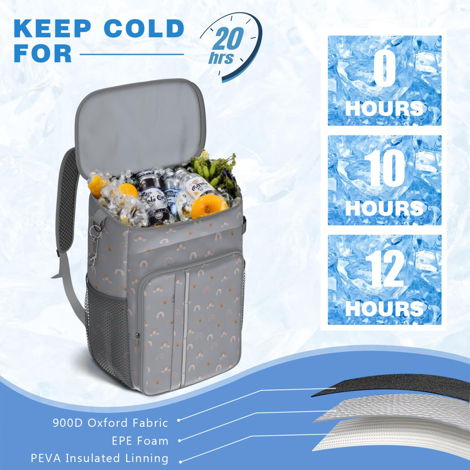 Travel Cooler Bag - Boho Bohemia Rainbow Camping Beer Cooler Backpack with Bottle Opener- Waterproof Insulated Picnic Backpacks - Cooler Bag for Beach