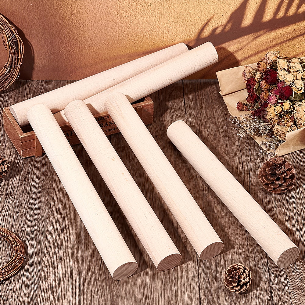 Wood Sticks Round Dowel Rod Column Floral White 300x35mm