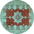 thumbnail image 1 of Ahgly Company Indoor Round Persian Light Blue Traditional Area Rugs, 3' Round, 1 of 4