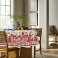 thumbnail image 3 of Christmas Tablecloth 60×60 Inch Round, Beige Snow House Pine Trees Washable Table Cover for Party Picnic Dinner Decor, 3 of 6