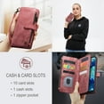 thumbnail image 2 of for Samsung Galaxy S20 FE Case Wallet for Women and Men, Samsung Galaxy S20 FE Case, PU Leather Magnetic Flip Strap Wristlet Zipper Card Holder Wallet Business Phone Cover for S20 FE, Red, 2 of 10