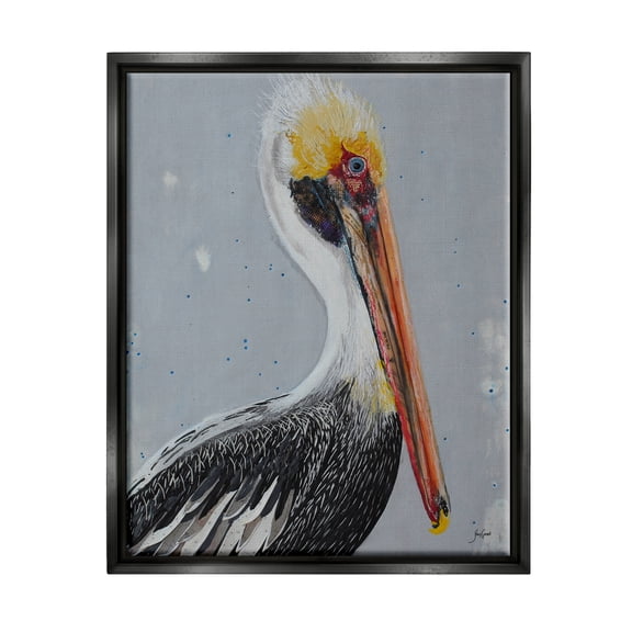Stupell Industries Nautical Pelican Portrait Animals & Insects Painting Black Floater Framed Art Print Wall Art, 17 x 21