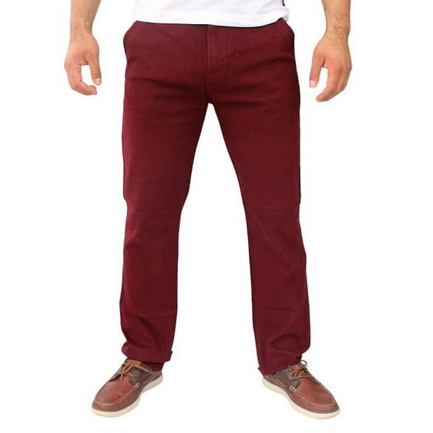 Pantalón de gabardina stretch John Silver Corte recto color vino