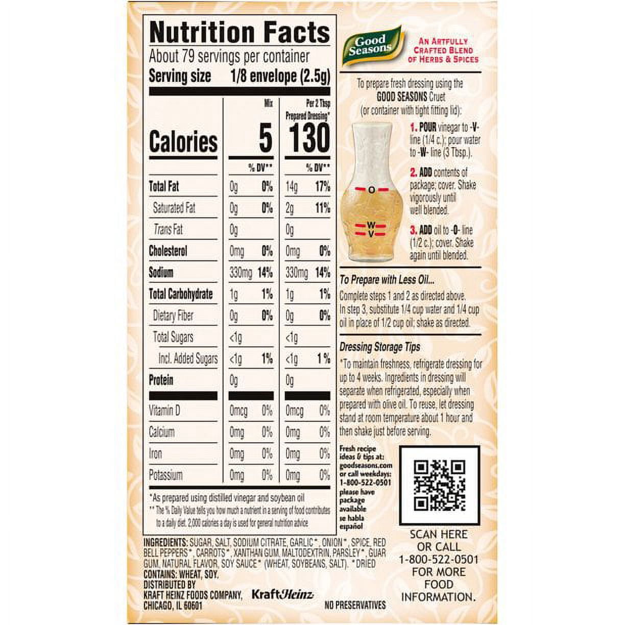 good seasons italian dressing mix Salad & Recipe 0.7oz, 10 Pouches, Total Net 7oz : Grocery & Gourmet Food This 2.8 ounce box includes four 0.7 ounce packets that are safety Good Seasons Italian Dressing &