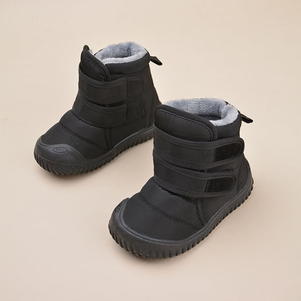 Botas de nieve para niños con forro polar de invierno, zapatos casuales de algodón, botas de algodón con suela suave y cálida para niños y niñas