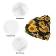 thumbnail image 3 of Yiaed Black Marble Pattern Sunflower Print Winter Beanie for Men Women, Fleece Lined Beanie Soft Warm Knit Hat Ski Stocking Cuffed Ca, 3 of 6