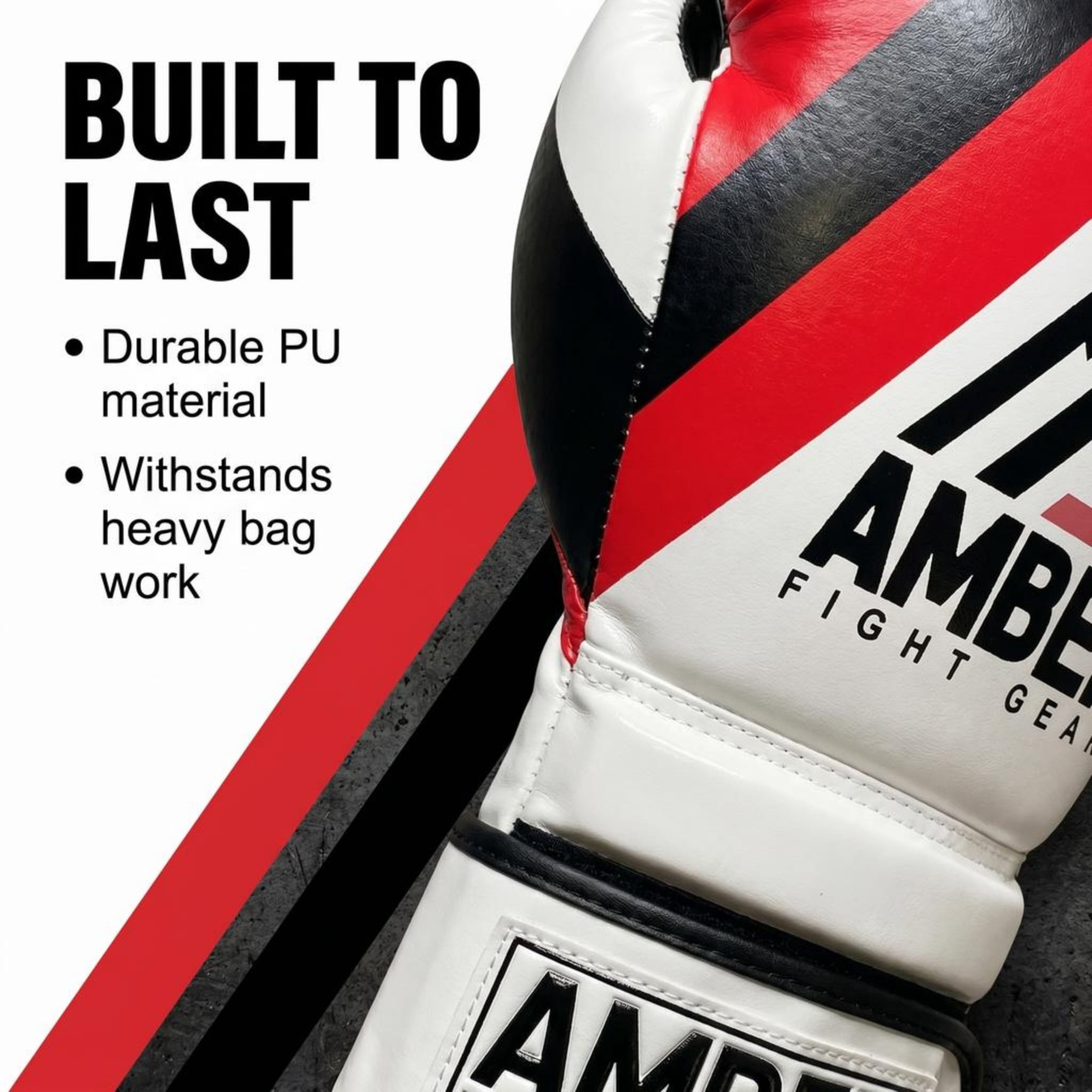 Fury Boxing Gloves - Kickboxing, Muay Thai Training Gloves, Sparring Punching Bag Mitts, Durable PU, Shock-Absorbing Foam Core, Non-Slip Wrist Support, Multi-Sport Glove, Red/Black, 16oz