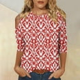 thumbnail image 2 of MaFYtyTPR Women's Fashion Printed T-shirt 3/4 Sleeves Blouse Round Neck Casual Tops Womens Comfortable and Casual for Women Red XL, 2 of 5