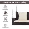 thumbnail image 6 of Resenkos 2-Person Wicker Hanging Porch Swing with Chains, Cushion, Pillow, 6 of 9