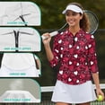 thumbnail image 6 of Uorisanigo Valentine's Day Heart Women's 3/4 Sleeve Athletic Golf Shirts Quarter Zip Quick Dry Athletic Polo Shirts Comfortable Polyester Spandex Fabric Outing Wear Tennis Tops, 6 of 7