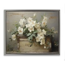 Stupell Industries Fresh Rustic Flowers Botanical & Floral Painting Gray Floater Framed Art Print Wall Art, 21 x 17
