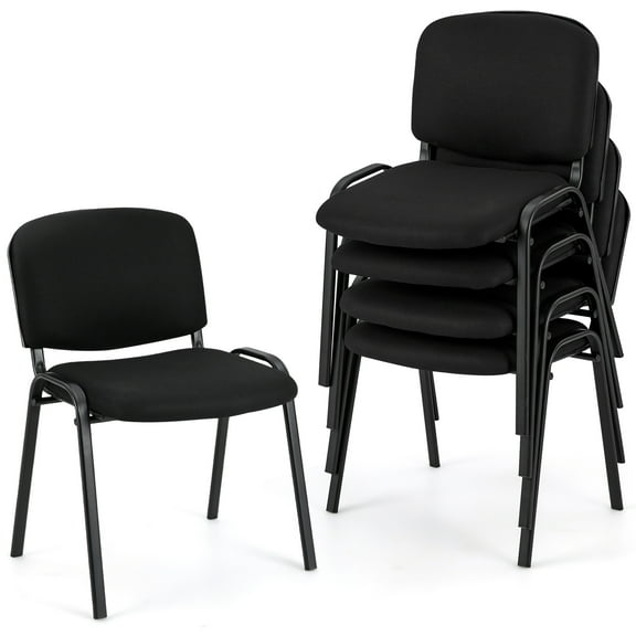 Gymax Set of 5 Stackable Mid Back Conference Guest Reception Chair Office Home
