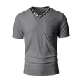 thumbnail image 2 of Casual Henley Shirts for Men Short Sleeve Pocket Tee V Neck Top Summer Breathable Lightweight Comfort Fit Out Active Wear Gray XL, 2 of 5