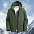 thumbnail image 2 of IWRICH Men's Hooded Softshell Jacket Waterproof Lightweight Insulated Windbreaker Lined Rain Shell Jacket Army Green XXL, 2 of 3