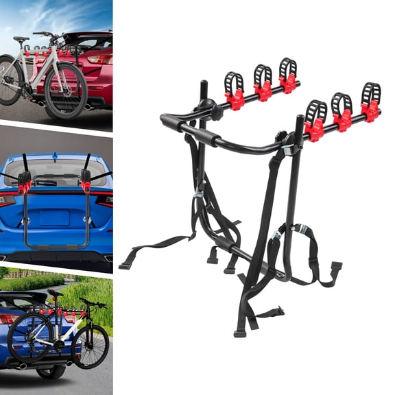 3-Bike Trunk Mount Rack 3 Bicycle Carrier Holder Bike Rack Car Trunk Mount for Automobile Trunks, SUVs, and Minivans