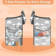 BUSATIA Hanging Diaper Caddy Organizer,Changing Table Diaper Organizer,Baby Hanging Diaper Stacker Nursery Caddy Organizer for Cribs Playyard Baby Essentials Storage,Diaper Holder Organizer