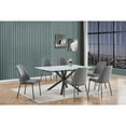 thumbnail image 4 of 7pc Tempered Glass Faux Marble Dining Set with Dark Gray Polar Fleece Chairs, 4 of 4