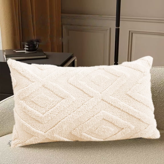 kkbbma under $5 Faux Fur Grey Throw Pillow Covers ,Soft Checkborad Pattern Decorative Boho Lumbar Pillow Cover Case Cushion Cover for Sofa Couch Bed Livingroom Farmhouse,Modern Accent