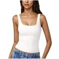 thumbnail image 2 of EchfiProm White Tops for Women Square Neck Sleeveless T-Shirts Casual Slim Pullover Womens Solid, 2 of 7