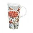thumbnail image 6 of Evergreen Ceramic Travel Cup w/box, 17 OZ., Botanical Floral with butterflies, 6 of 7