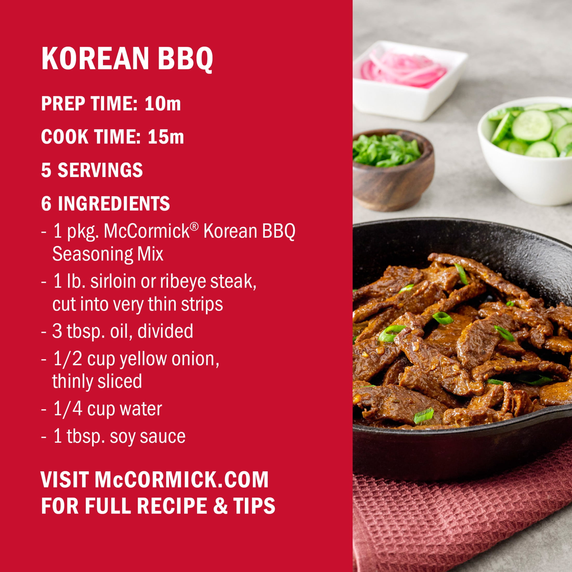(12 pack) McCormick Korean BBQ Seasoning Mix, 1.12 oz Packet