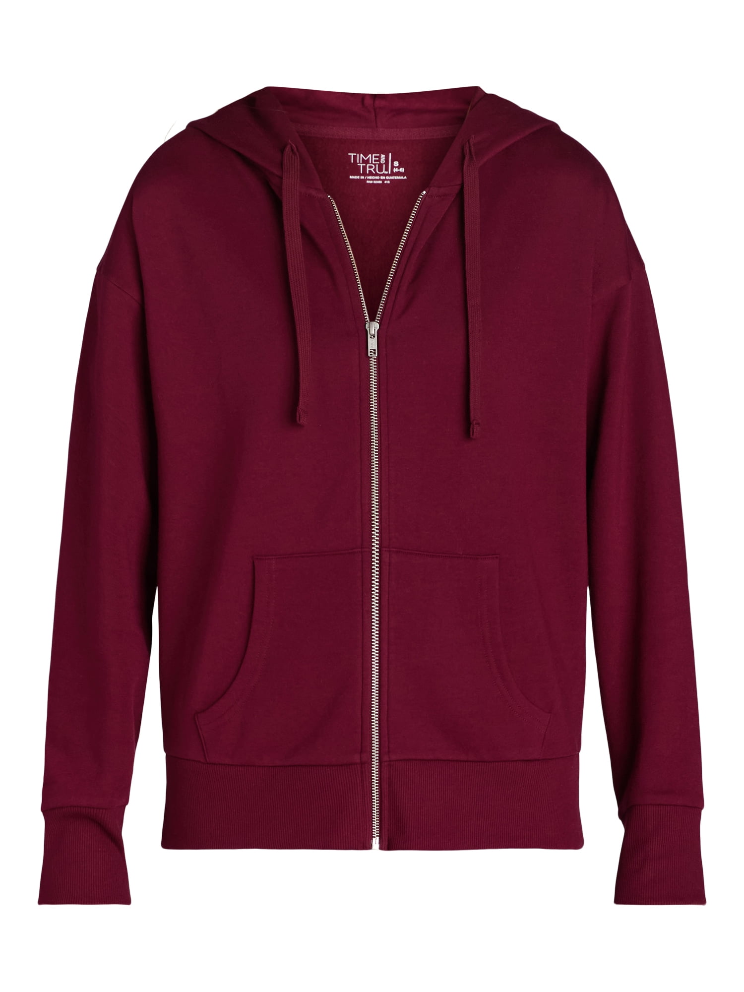 Time and Tru Women's and Women's Plus Zip Up Fleece Jacket with Hood, Sizes XS-4X