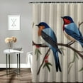 thumbnail image 2 of COMIO Ink Painting Watercolor Blue Lovely Birds Animal Lover Shower Curtain for Bathroom Decoration White, 2 of 6