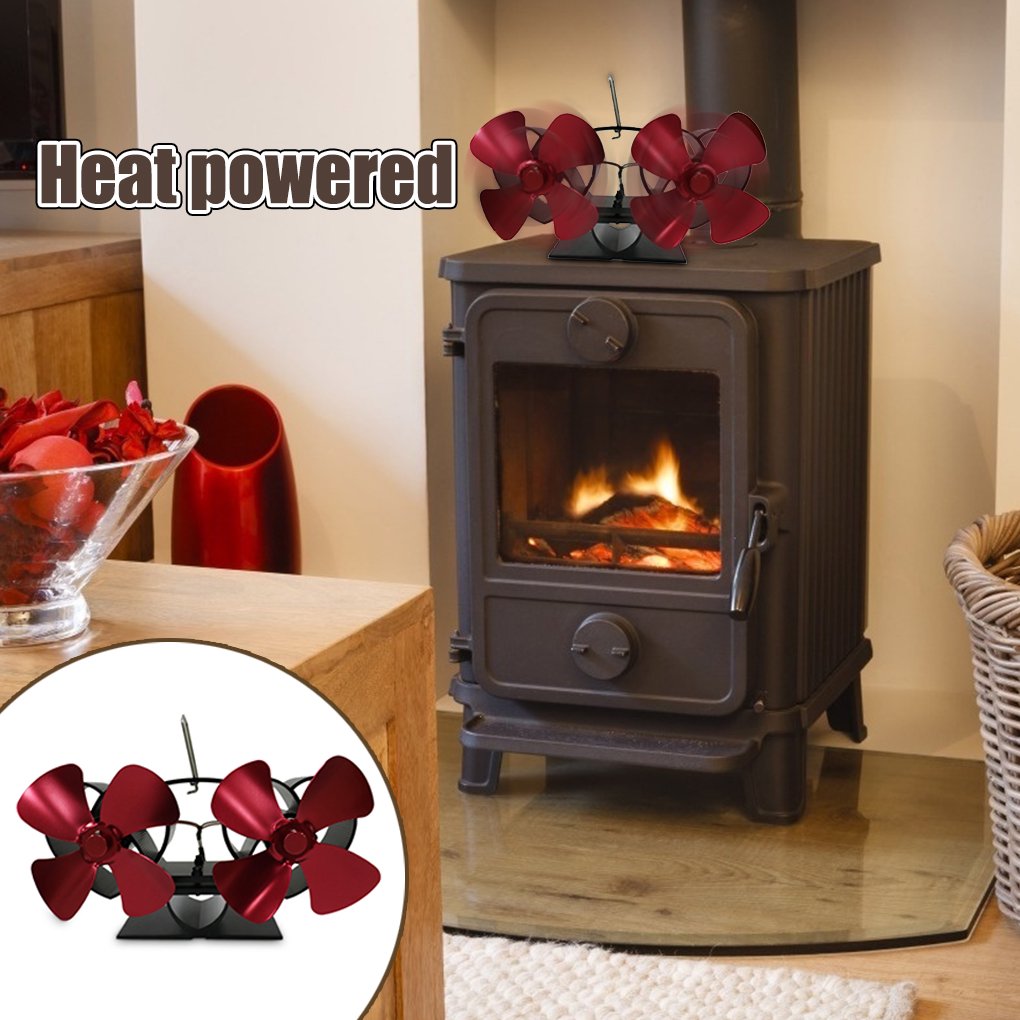 Fireplace Fan Living Room Wood Log Burner Stove Blower Fireplace Blower  Heater with Dual Heads Thermal Powered Fan, Gold | Walmart Canada