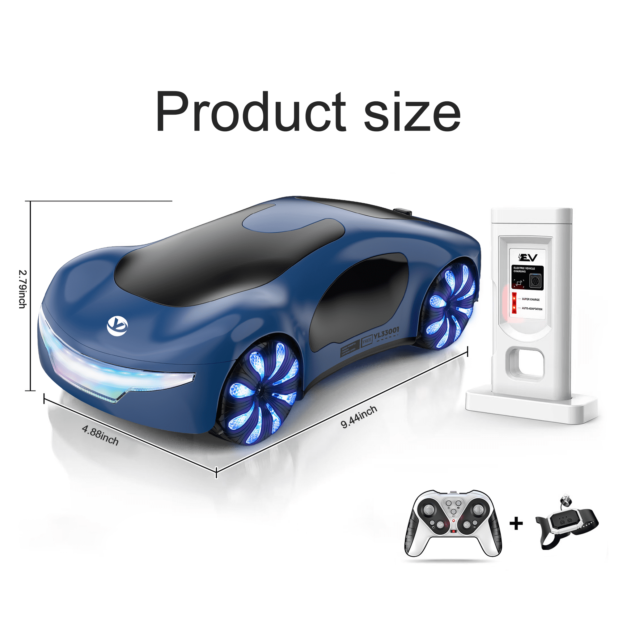 Flynow Remote Control Car, RC Drift Toy for Kids 3 4 5 6 7 8 9 10 11 Year Old, 2.4GHz 1200mAh 360° Rotate Cars with Light Sound Spray, Christmas Birthday Gift for Adults Boys Girls Age 12+