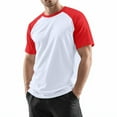 thumbnail image 3 of Godokuleh Baseball T Shirts for Men Raglan Short Sleeve Crewneck Tees Color Block Casual Slim Fit Tops Workout Fashion Shirt Red XL, 3 of 6