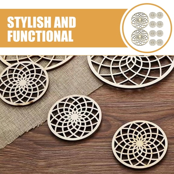 PENIKOKO 10Pcs Wood Trivet Pads for Home Use Heat Resistant Hot Pot Holders Khaki