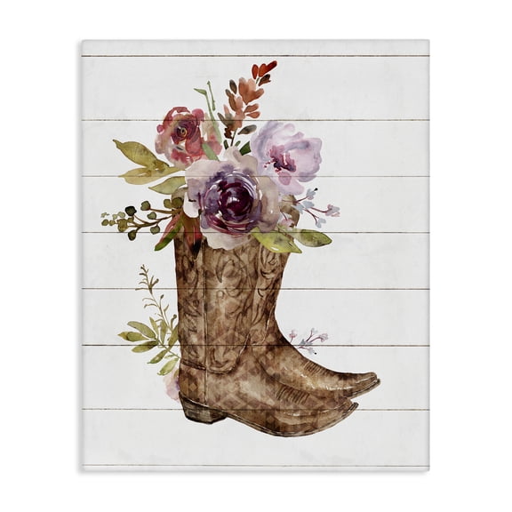 Stupell Industries Rustic Lodge Country Floral Boots Arrangement Canvas Art, 16 x 20, by Nina Blue