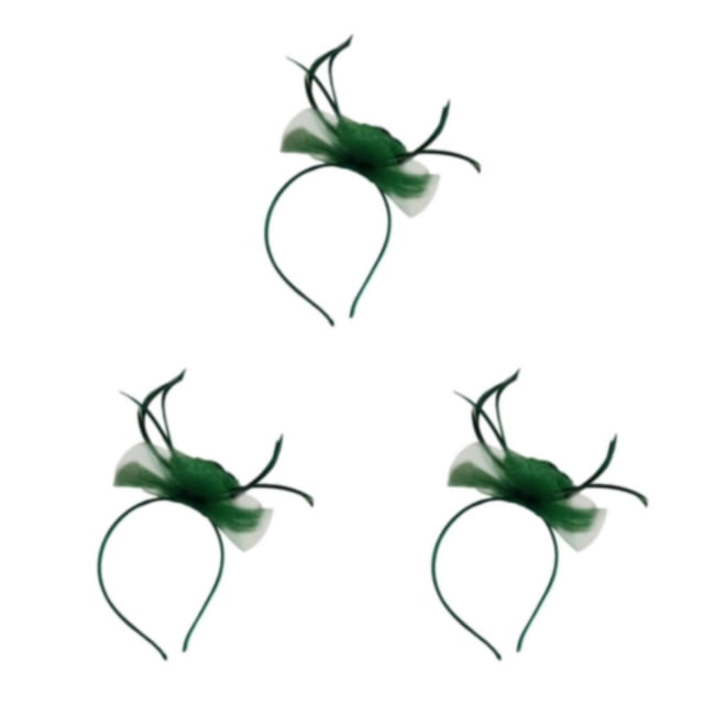 QualitChoice Maille Fascinator Femmes Coiffure Photographie Accessoires Prom Maquillage Performance Réglable Cosplay Partie Couvre-Chefs Vert Foncé 3PCS