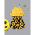 thumbnail image 4 of 3 Months Newborn Baby Girls Clothes 6 Months Infant Baby Girls Summer 2PCS Outfits Suspender Ruffle Top Sunflower Print Shorts Set Yellow, 4 of 7