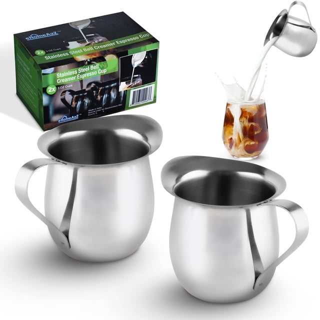 EHOMEA2Z Campana de acero inoxidable para crema, café expreso, jarra para espuma, taza Latte Art (2 3 oz)