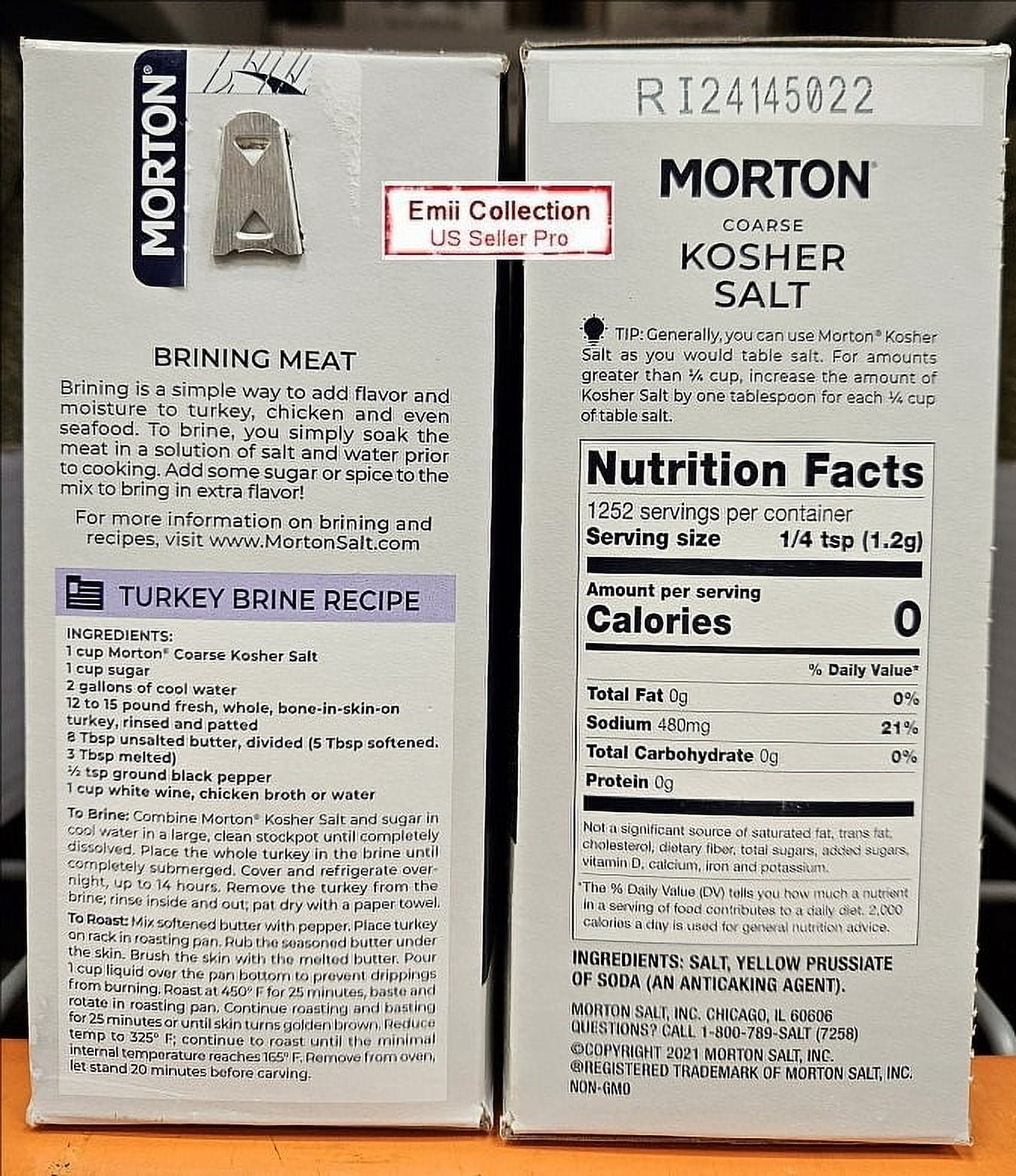 Morton Coarse Kosher Salt 53oz 1.5kg (2 Boxes)