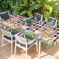 thumbnail image 2 of Easter Bunny Table Cloths for 8 Foot Rectangle Tables, Spring Easter Eggs Floral Black White Check Patio Waterproof Elastic Fitted Tablecloths, Washable Rectangular Table Cover for Camping, 2 of 8
