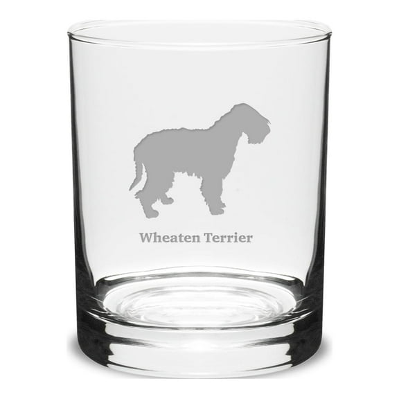 Wheaten Terrier Deep Etched 14 oz Classic Double Old Fashion Glass