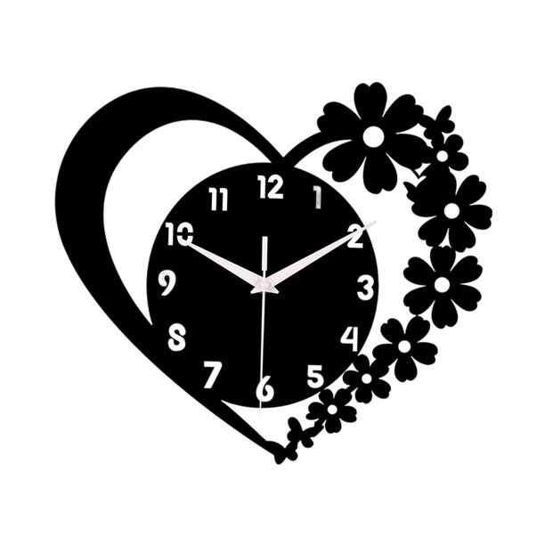 Reloj de pared Corazón de Amor, Estética Sencilla y Moderna, Reloj Decorativo de Acrílico para Negro