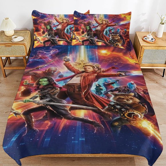 Guardians of The Galaxy Bedding Sets Ultra Soft Skin-Friendly Duvet Cover 3 Piece, Cute Comforter Cover Bed Set for Boys Girls Kids ( 1 Duvet Cover + 2 Pillowcase), Bed Sheets