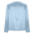 thumbnail image 6 of Cavosen Ladies Tops and Blouses Long Sleeve Satin Pullover Blouse V Neck Solid Flowy Tops Elegant Vacation Shirts Stylish Dressy T-Shirts Workout Beach Tees Summer Blue XL, 6 of 7