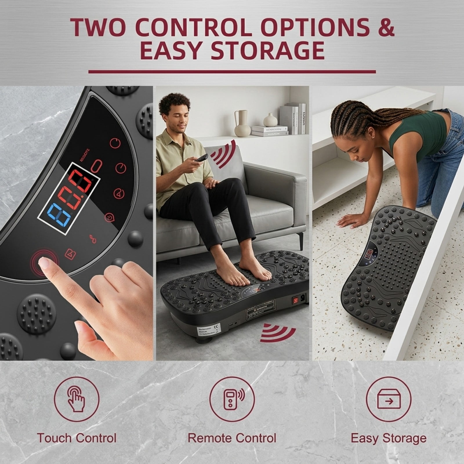 Fenbeli Vibration Plate Exercise Machine, 99 Speeds, Bluetooth Speaker, Remote Control and Resistance Bands, 400 lb Capacity, Black