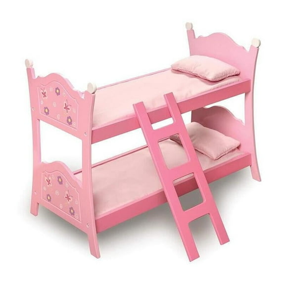 Doll Bunk Bed with Trundle & Ladder -18-inch Doll Furniture - White