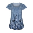 thumbnail image 3 of drppepioner Mode Femme Manches Courtes Col Rond Rétro Imprimé Hauts Amples Blouse, 3 of 5