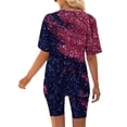 thumbnail image 4 of Georges Ensemble de Hauts d'Été pour Femmes 2024 Femmes Décontracté Col en V Manches Courtes et Shorts, 4 of 7