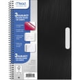 thumbnail image 3 of (2 pack) Mead 3 Subject College Ruled Notebook, 8.5" x 11", Black, Poly, Spiral, 120 Sheets, 3 of 8