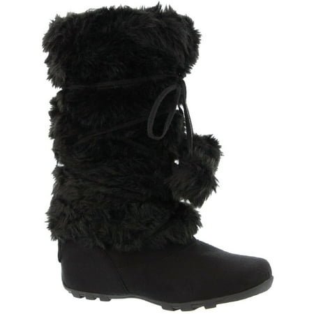 

Talia-Hi Women Mukluk Faux Fur Boot Mid Calf Winter Snow Black 6.5
