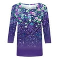 thumbnail image 4 of CYMMPU Floral Printed 3/4 Sleeve Tunic Tops Spring Tops Blouses for Women Dressy Casual Crew Neck Loose Fit Summer Trendy Shirts Lightweight Basic Tees Multicolor XXXXXL, 4 of 5