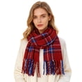 thumbnail image 2 of Outfmvch Scarves Womens Scarf Fashion Long Plaid Shawls Wraps Big Grid Winter Warm Lattice Large Scarves Gifts Shawl Wraps for Women Red A, 2 of 5